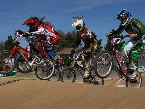 Alise Post, going for glory in Elite Women's racing action at Nellis BMX in Las Vegas. - Photo by Kevin O'Brien/NBL - Photo by Kevin O'Brien/NBL